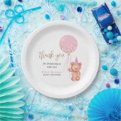 Teddy Bear Pink Balloon Girl Baby Showerありがとう ペーパープレート (パーティー)