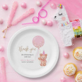 Teddy Bear Pink Balloon Girl Baby Showerありがとう ペーパープレート (パーティー)