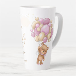 Teddy Bear Pink Balloons Baby Shower カフェラテマグ