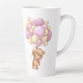 Teddy Bear Pink Balloons Baby Shower  カフェラテマグ (右)