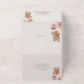 Teddy Bear, Pink Balloons, First Birthday オールインワン招待状 (外側)