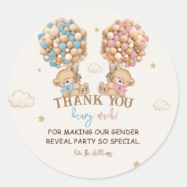 Teddy Bear Pink Blue Balloonsジェンダー表示感謝してい ラウンドシール