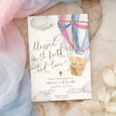 Teddy Bear Pink Blue Twins Christening 招待状