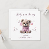 Teddy Bear pink jumper Congratulations カード (正面/裏面インサイチュ)