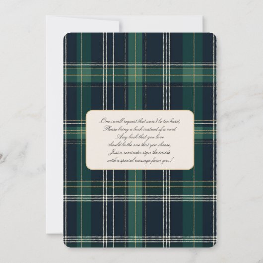 Teddy Bear Plaid Elegant Baby Shower Boy 招待状 (裏面)