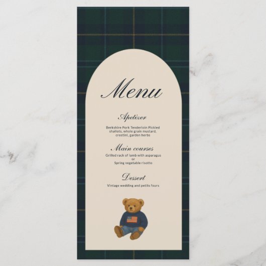 Teddy Bear Polo Baby Shower Menu メニュー (正面)