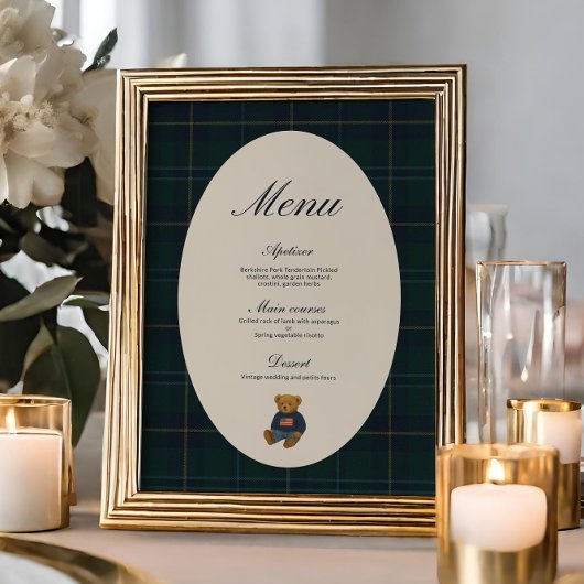 Teddy Bear Polo Baby Shower Menu 招待状