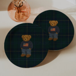 Teddy Bear Polo Baby Shower Paper Plates - ペーパープレート