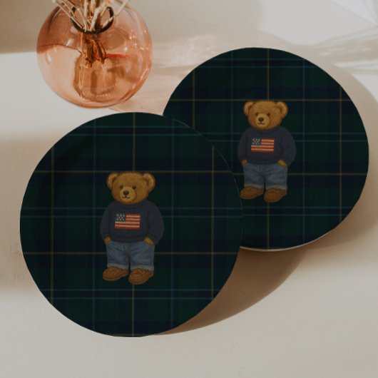 Teddy Bear Polo Baby Shower Paper Plates - ペーパープレート