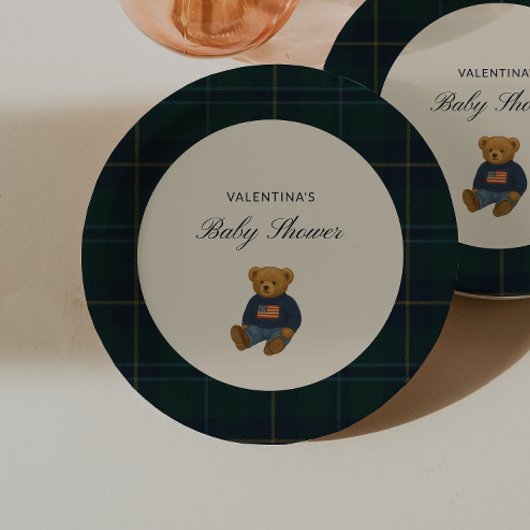 Teddy Bear Polo Baby Shower Paper Plates - ペーパープレート