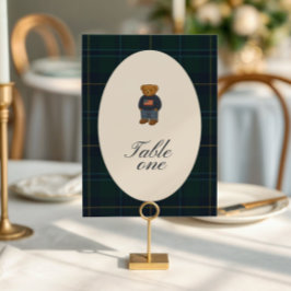 Teddy Bear Polo Baby Shower Table Number Card 招待状