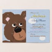 Teddy Bear Powder Blue Baby Shower 箔カード (内部)
