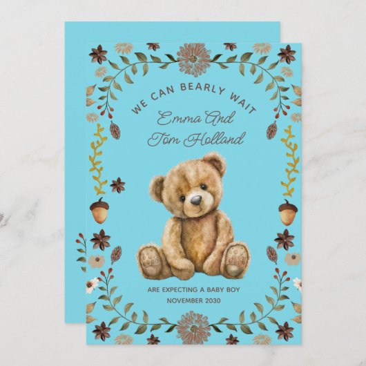 Teddy Bear Pregnancy Blue Boy 案内状 (正面/裏面)