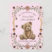 Teddy Bear Pregnancy Pink Girl 案内状 (正面/裏面)