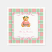Teddy Bear Preppy Girl Baby Shower スタンダードカクテルナプキン (正面)