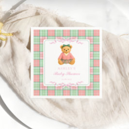 Teddy Bear Preppy Girl Baby Shower スタンダードカクテルナプキン