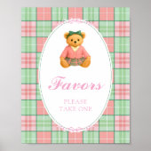 Teddy Bear Preppy Girl Baby Shower Favors Poster ポスター (正面)