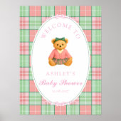Teddy Bear Preppy Girl Baby Shower Welcome ポスター (正面)