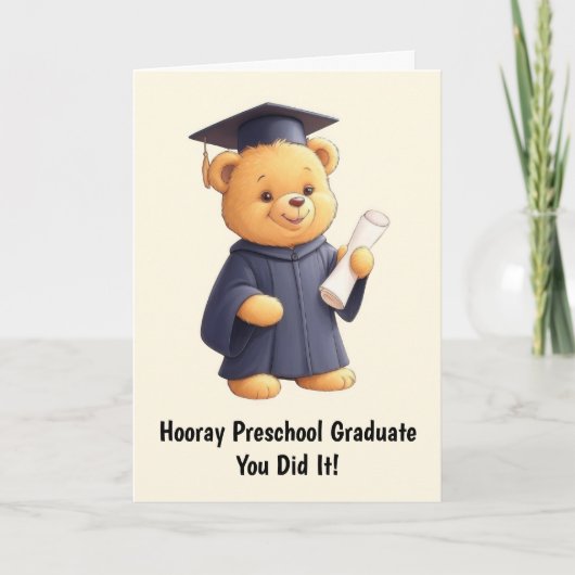 Teddy Bear Preschool Graduation カード (正面)