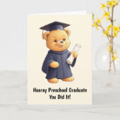 Teddy Bear Preschool Graduation カード (黄色い花)
