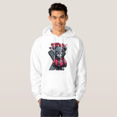 Teddy bear print hoodie in graffiti style パーカ (正面フル)