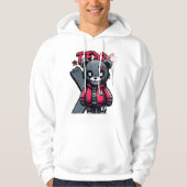 Teddy bear print hoodie in graffiti style パーカ (正面)