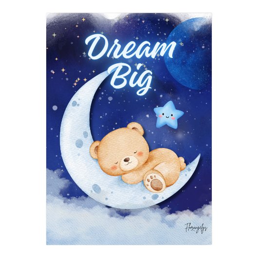 Teddy Bear printable wall art poster-dream big ポスター