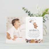 Teddy Bear Pumpkin - 1st Birthday Photo招待状 招待状 (スタンド正面)