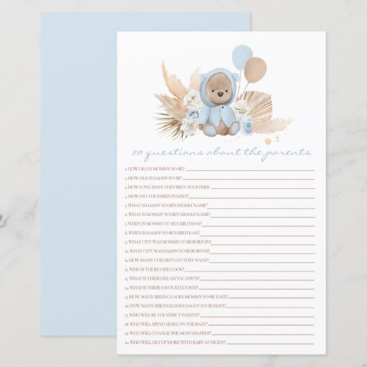 Teddy Bear Questions About The Paretsベビー (正面/裏面)