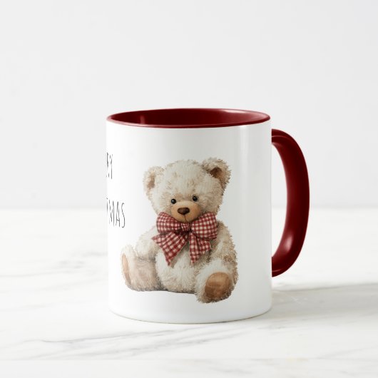 Teddy Bear Red Bow Christmas  マグカップ (正面右)