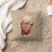 Teddy Bear Red Heart Gold Glitter クッション (ブランケット)
