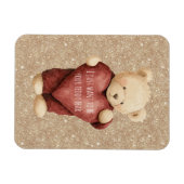 Teddy Bear Red Heart Gold Glitter マグネット (横)