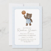 Teddy Bear Rookie Year 1st Birthday Basketball  招待状 (正面)