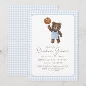 Teddy Bear Rookie Year 1st Birthday Basketball  招待状 (正面/裏面)
