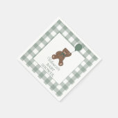 Teddy Bear Sage Green Baby Shower スタンダードカクテルナプキン (角)