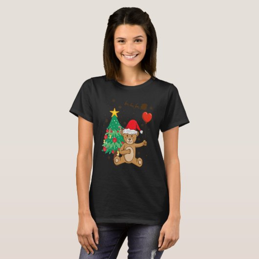 Teddy Bear Santa Hat Christmas Tree Pajama Cute X  Tシャツ (正面フル)