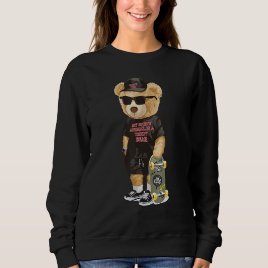 Teddy Bear Skating Lover Tshirt - Cool Skateboardi スウェットシャツ (正面)
