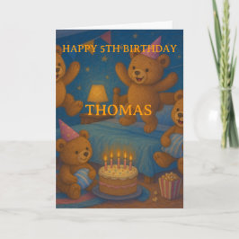 Teddy Bear Slumber Party Custom Birthday Card カード