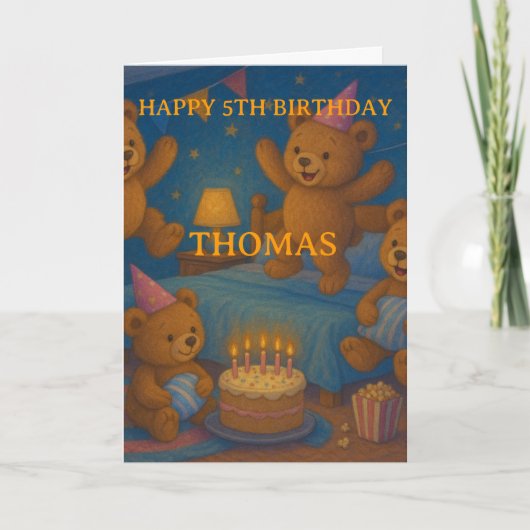 Teddy Bear Slumber Party Custom Birthday Card カード (正面)