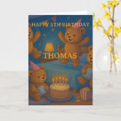 Teddy Bear Slumber Party Custom Birthday Card カード (黄色い花)