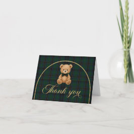 Teddy Bear Tartan Baby Shower Thank You Card サンキューカード