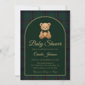 Teddy Bear Tartan Preppy Baby Shower Invitation 招待状 (正面)