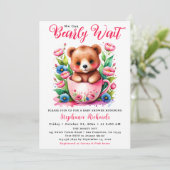 Teddy Bear Teacup Bearly Wait Pink ベビーシャワー 招待状 (スタンド正面)