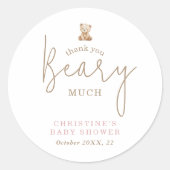 Teddy Bear Thank You Baby Shower ラウンドシール (正面)
