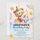 Teddy Bear Theme Birthday 4th for boy's 招待状 (正面)