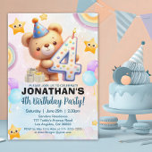 Teddy Bear Theme Birthday 4th for boy's 招待状