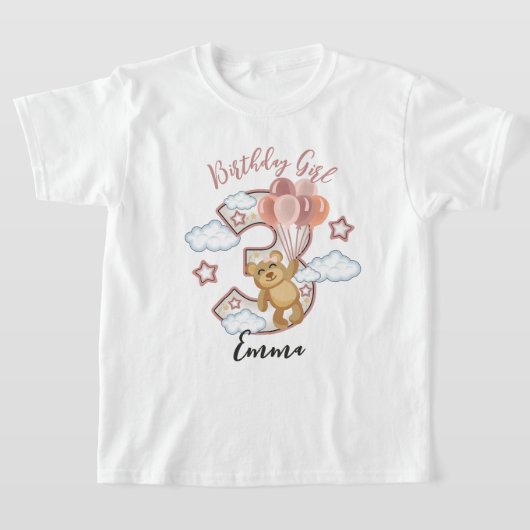 Teddy Bear Third birthday幼児のTシャツ Tシャツ (レイダウン)