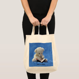 Teddy Bear Time to Read Blue Stuffed Animal トートバッグ