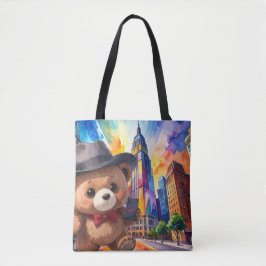 Teddy Bear Touring The City NYC Tourist Vacation トートバッグ
