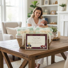 Teddy Bear & Toy Car Baby Shower Diaper Raffle  エンクロージャーカード